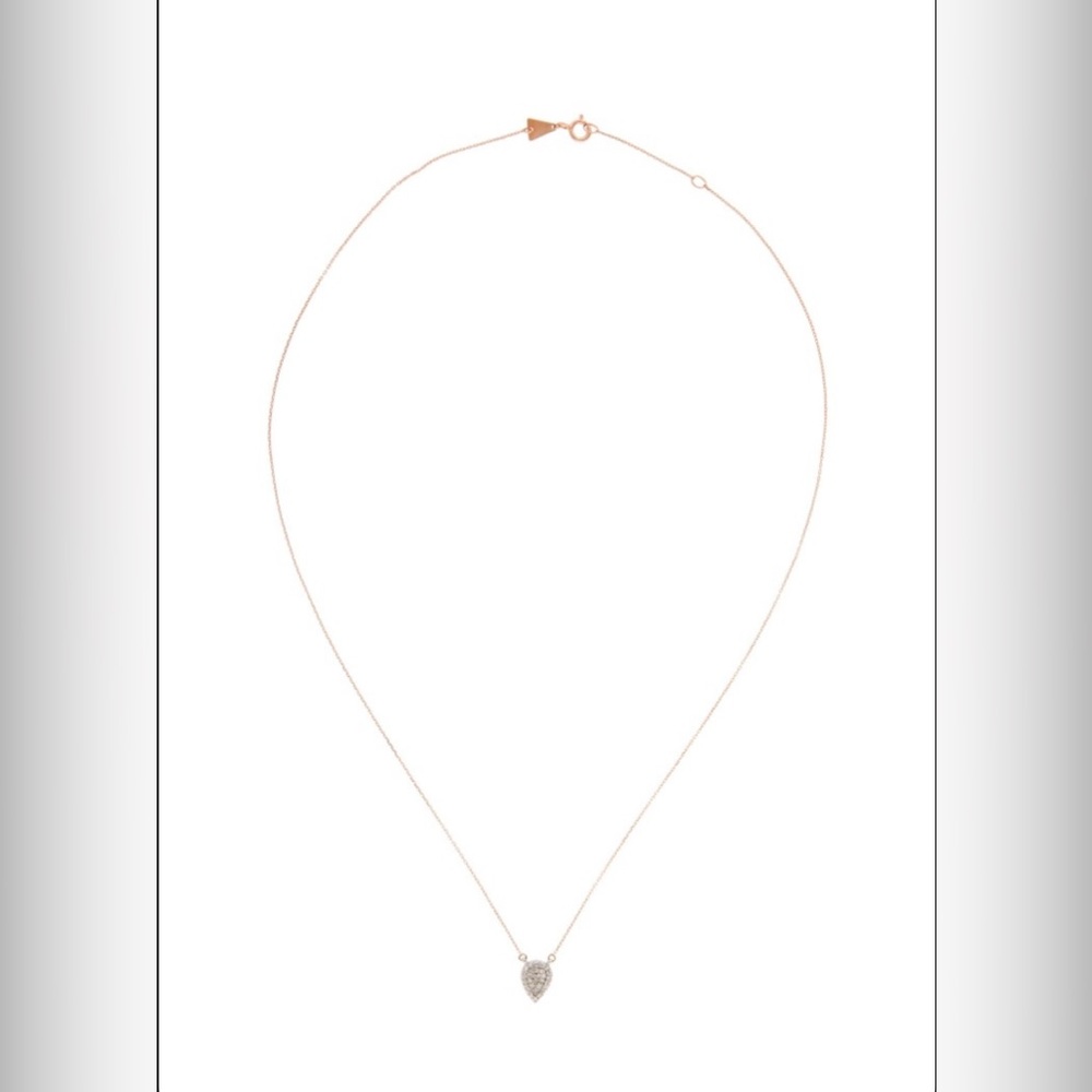 NWT Beautiful ADINA REYTER 14K Gold Diamond Solid Pavé Teardrop Pendant Necklace